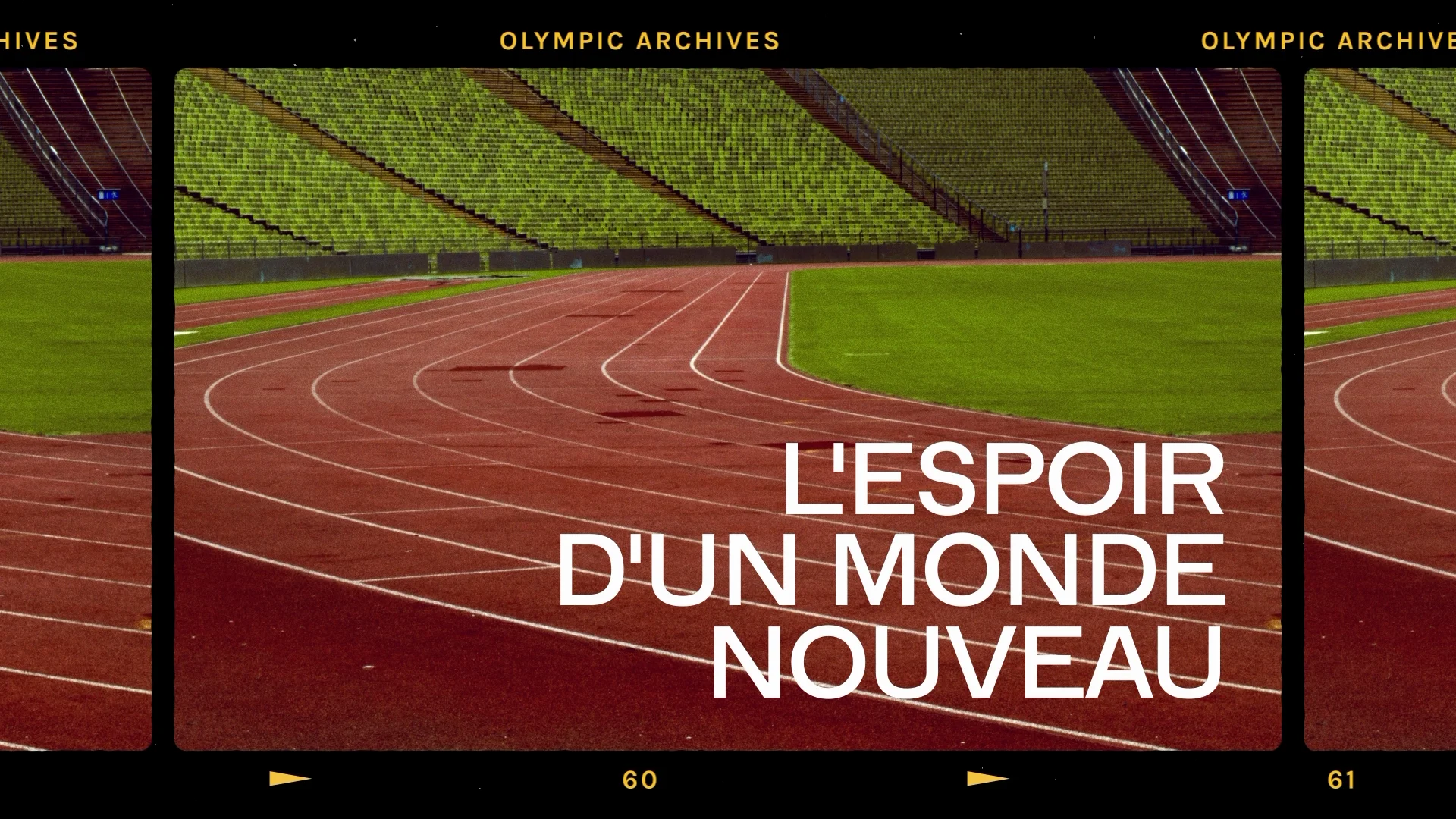 Capture de la vidéo : image du stade olympique de Munich, titre « L'espoir d'un monde nouveau »