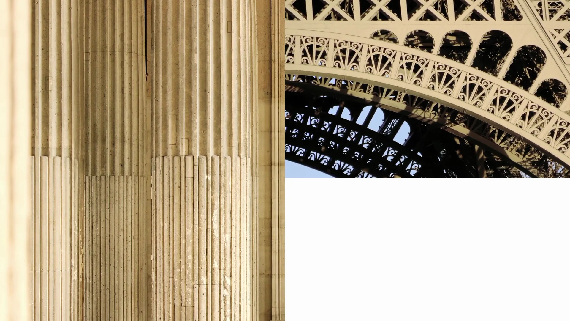 Capture de la vidéo : images d'inspiration (Tour Eiffel, colonnes)